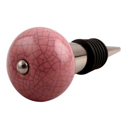 Pink Crackle Ceramic Wine Stopper